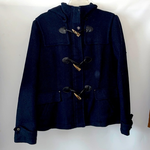 Celebrity Pink large Coat color blue closure zipper and buttons with hoodie - Picture 1 of 13